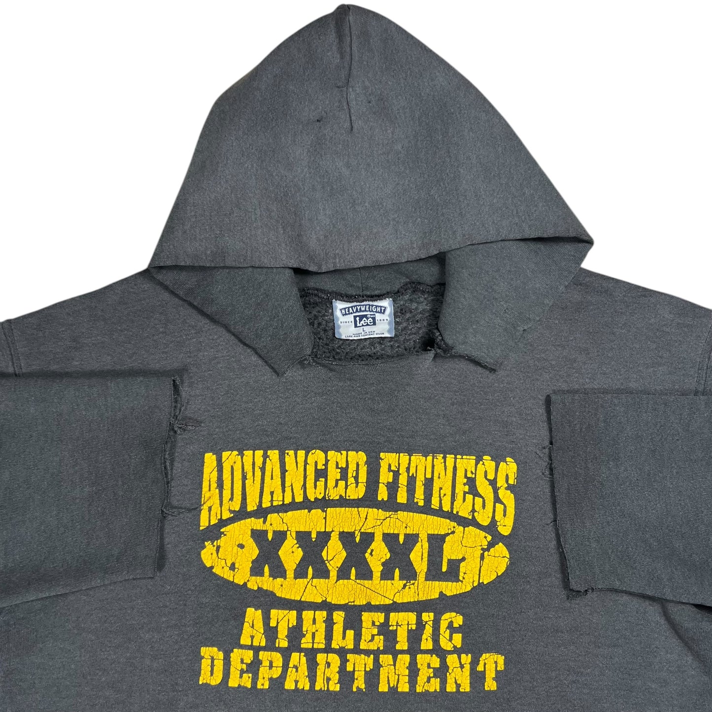 Vintage 90s United Fitness Athletic Department distressed & faded chopped hoodie (L)