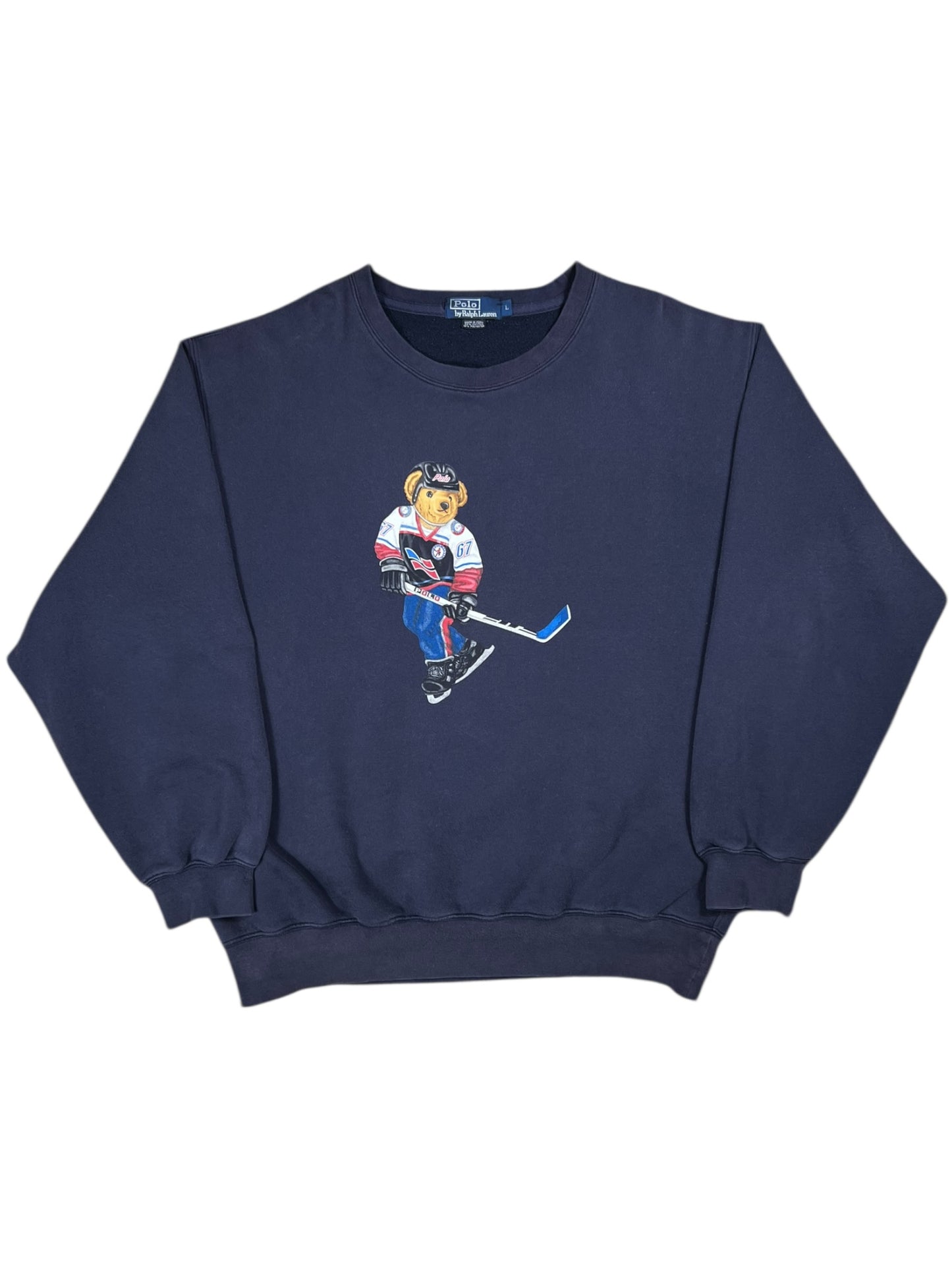 Vintage 90s Polo Sport Ralph Lauren Polo Bear 67 hockey crewneck (L/XL)