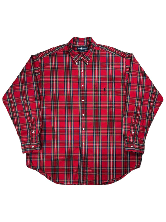 Vintage 90s Polo Ralph Lauren “BIG SHIRT” plaid 100% cotton flannel button down shirt (XL)