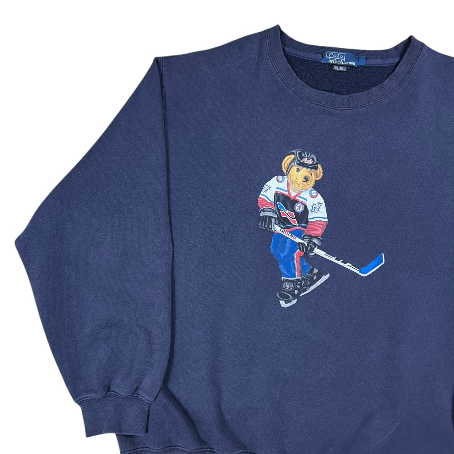 Vintage 90s Polo Sport Ralph Lauren Polo Bear 67 hockey crewneck (L/XL)