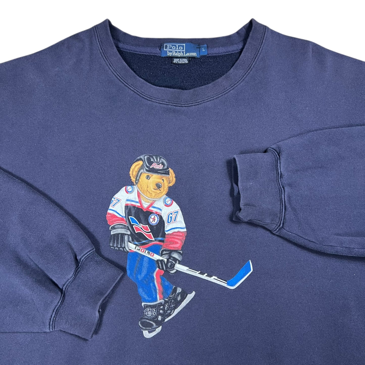 Vintage 90s Polo Sport Ralph Lauren Polo Bear 67 hockey crewneck (L/XL)