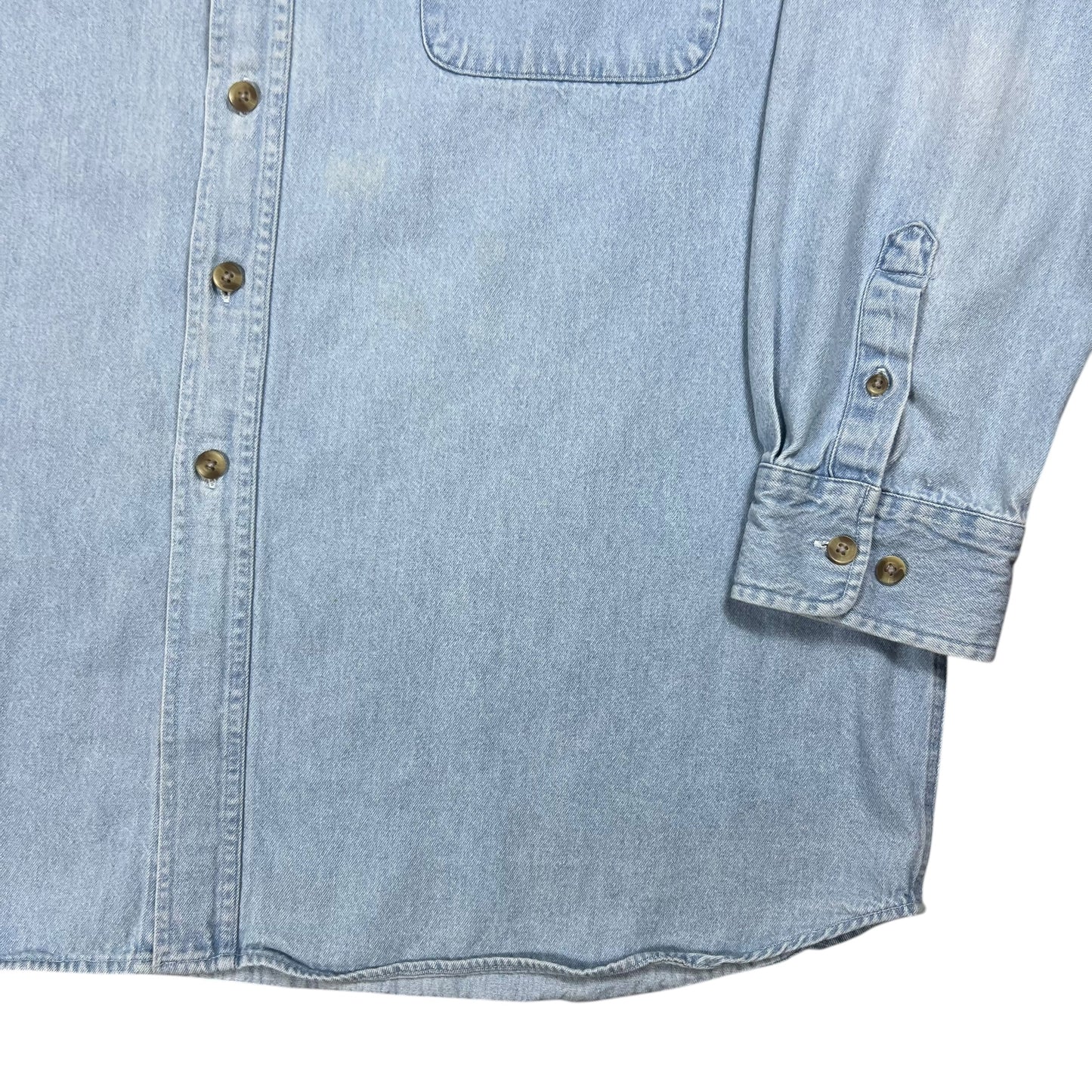 Vintage 90s Pittsburgh Penguins faded denim button down shirt (XL)