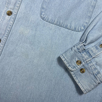 Vintage 90s Pittsburgh Penguins faded denim button down shirt (XL)
