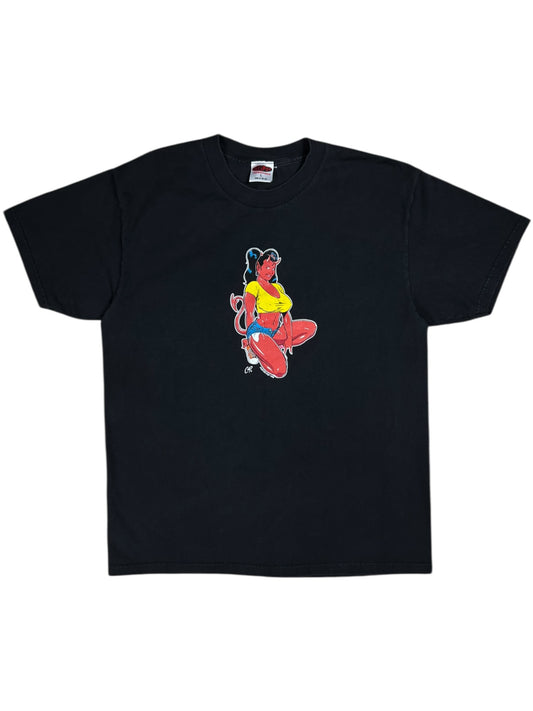 Vintage 1999 Poster Pop Pin Up Devil Babe BDSM tee (L)
