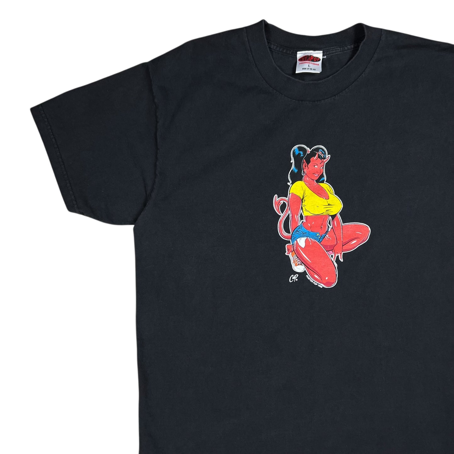 Vintage 1999 Poster Pop Pin Up Devil Babe BDSM tee (L)
