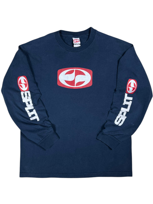 Vintage 90s Split Skateboards long sleeve print faded skate shirt (L)