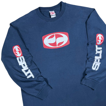 Vintage 90s Split Skateboards long sleeve print faded skate shirt (L)