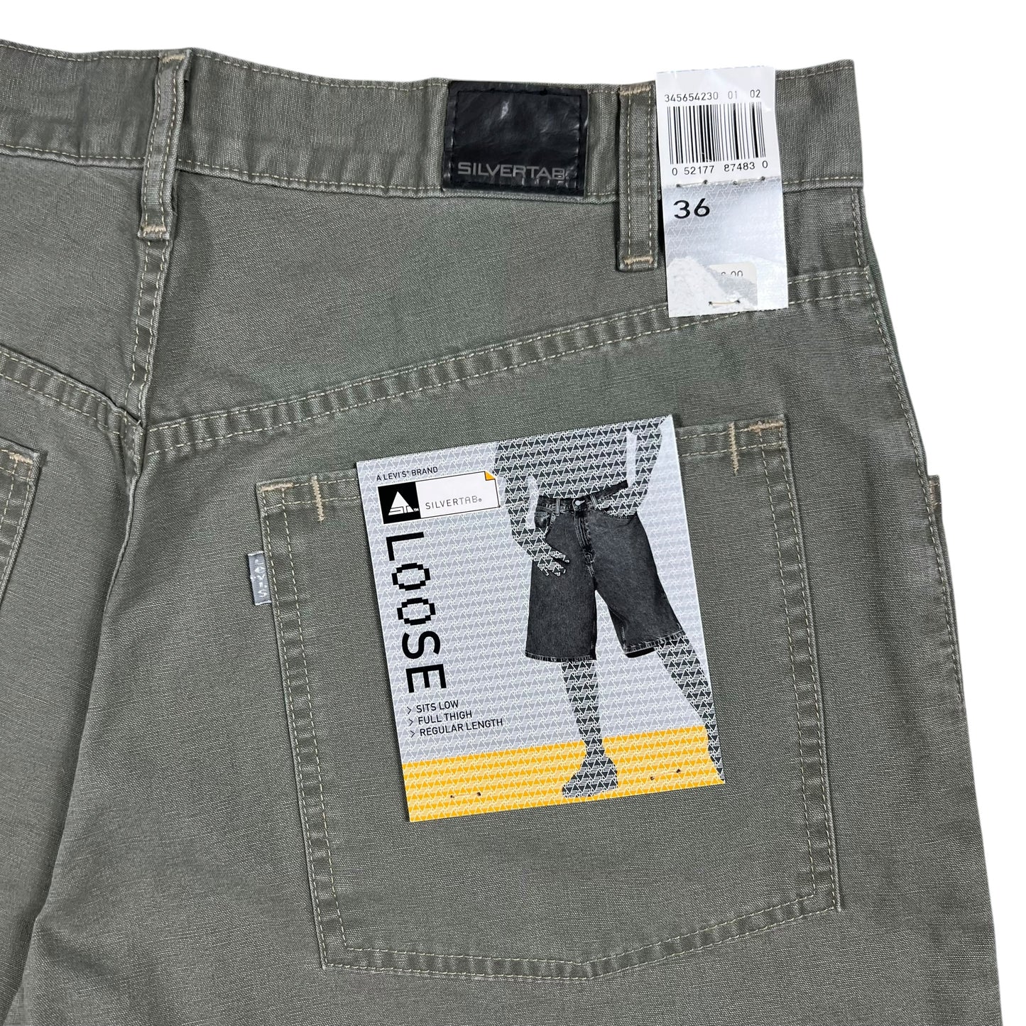 Vintage Y2K Levi’s Silver Tab “Loose” Olive green shorts (36) DS NWT