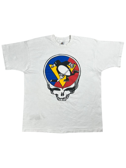 Vintage 90s Grateful Dead Pittsburgh Penguins Steal Your Face lot band tee (XL)