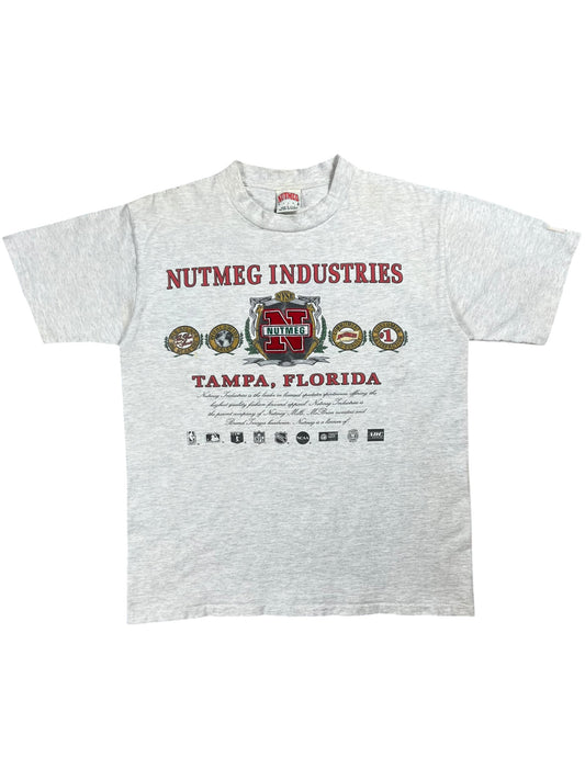 Vintage 90s Nutmeg Mills Industries MLB NFL NBA NHL NCAA ABC promo tee (L)