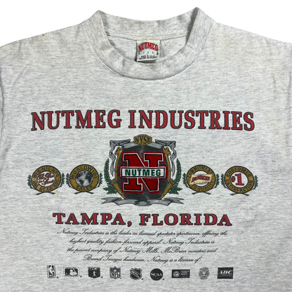 Vintage 90s Nutmeg Mills Industries MLB NFL NBA NHL NCAA ABC promo tee (L)