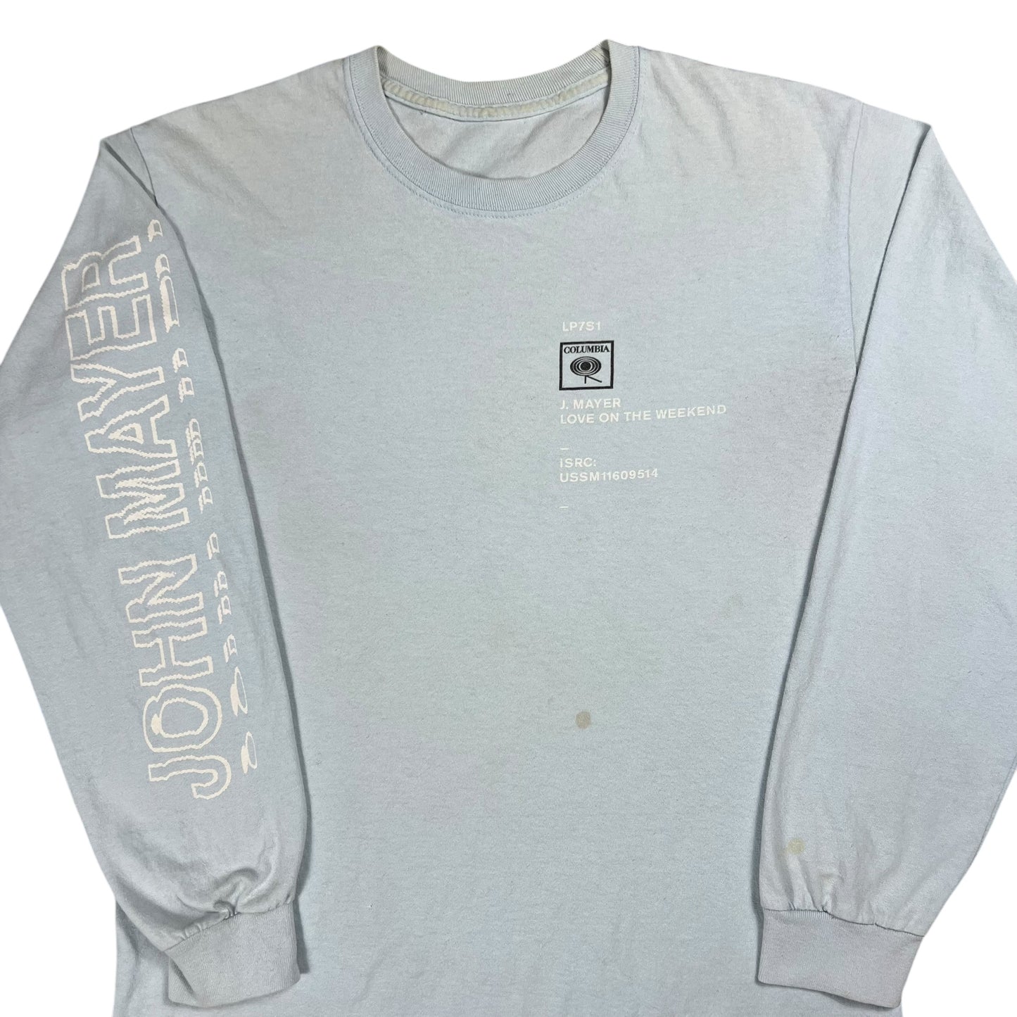 2017 John Mayer Love On The Weekend Columbia Records long sleeve print faded band shirt (M)