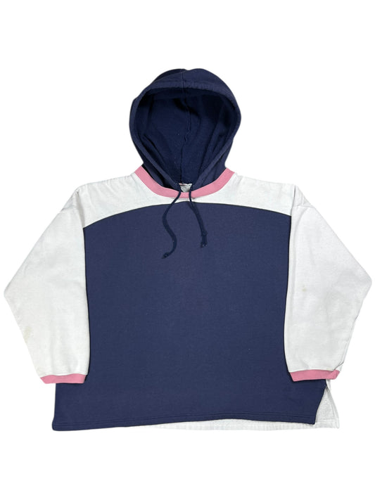 Vintage 80s tri color block faded after hood hoodie sweatshirt (L/XL)