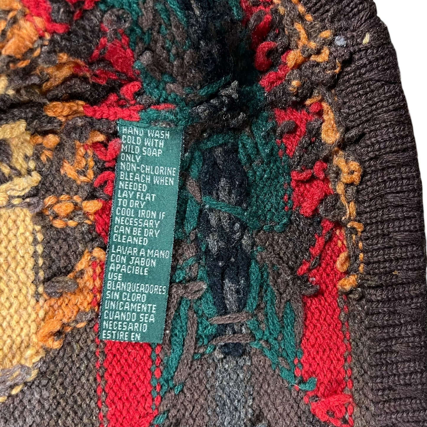 Vintage Hand Knit Ralph Lauren Southwest Navajo Blanket Aztec worn Cardigan Sweater (M)