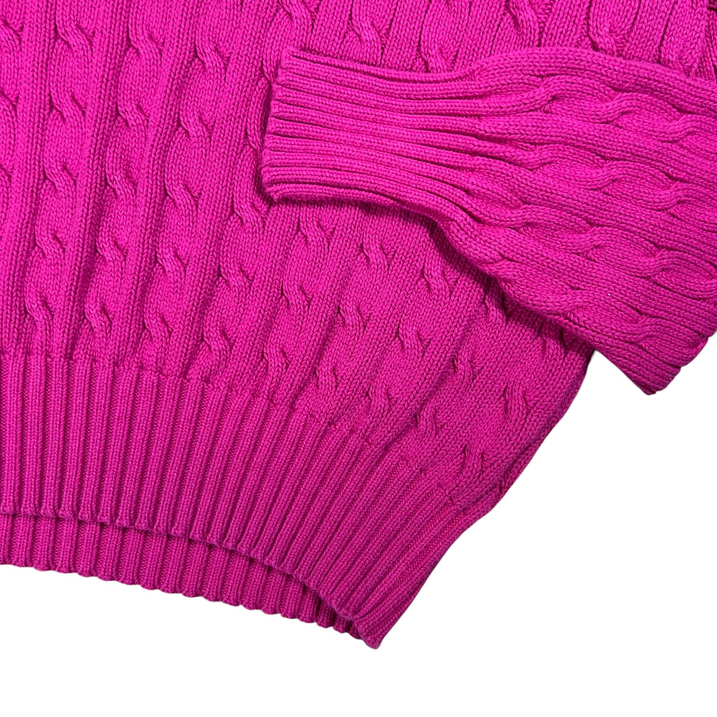 Vintage 90s Polo Ralph Lauren pink mini horse 100% cotton v neck knit sweater (M)