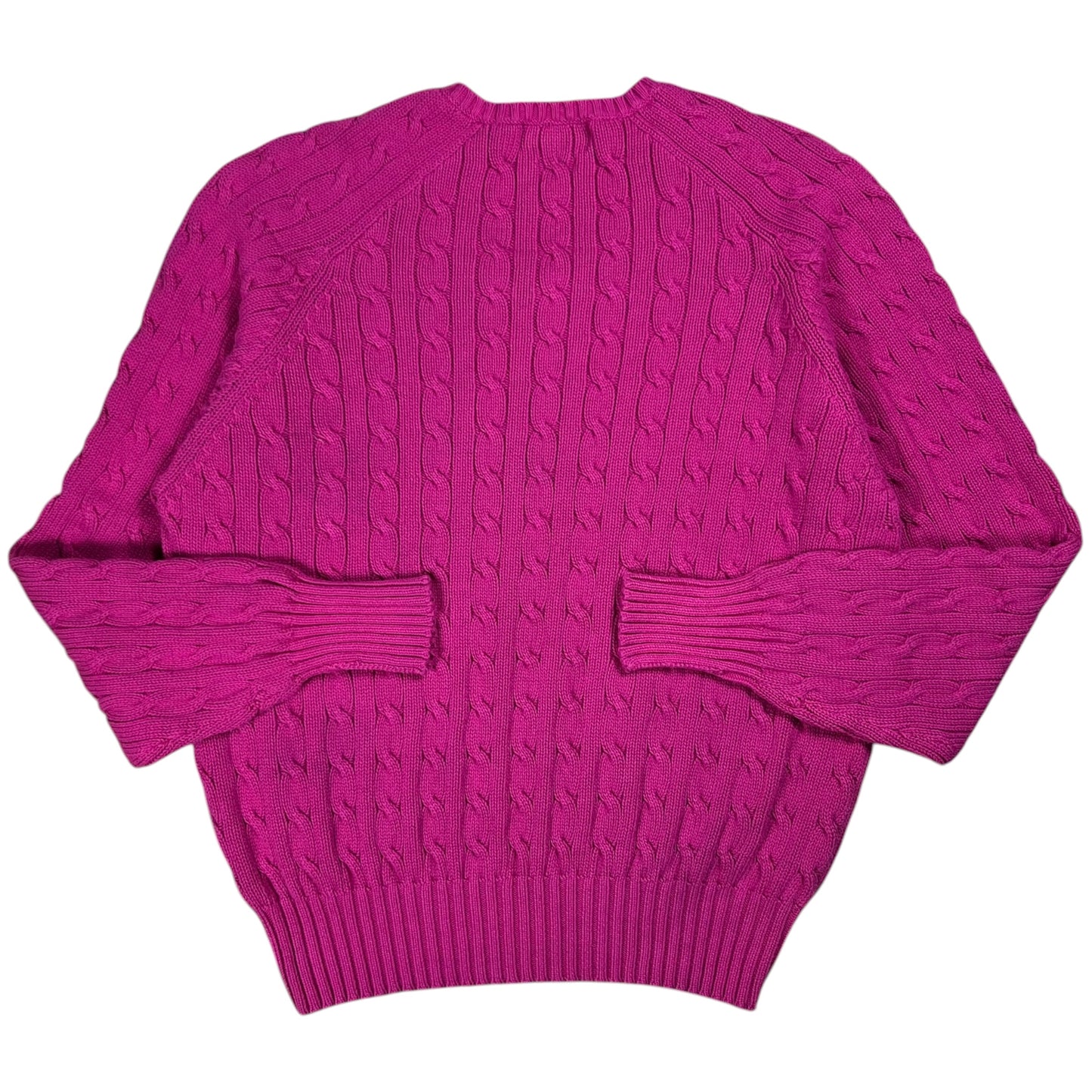 Vintage 90s Polo Ralph Lauren pink mini horse 100% cotton v neck knit sweater (M)