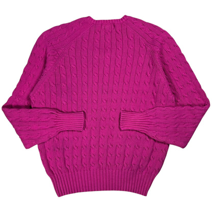 Vintage 90s Polo Ralph Lauren pink mini horse 100% cotton v neck knit sweater (M)