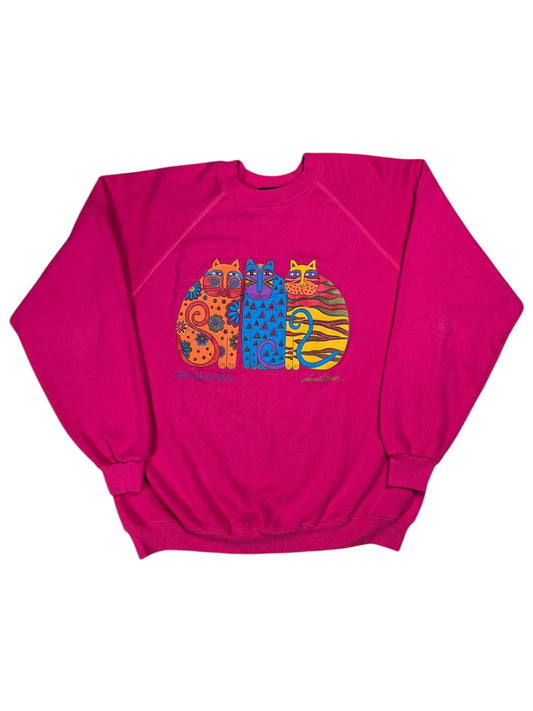 Vintage 80s Laurel Burch Abstract Cats Art Crewneck (L)