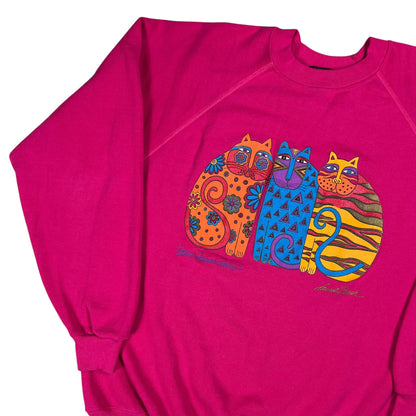 Vintage 80s Laurel Burch Abstract Cats Art Crewneck (L)