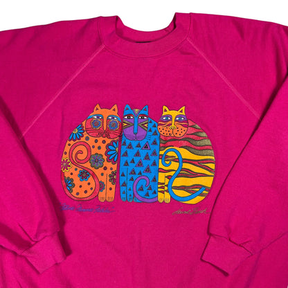 Vintage 80s Laurel Burch Abstract Cats Art Crewneck (L)