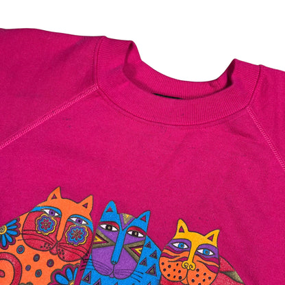 Vintage 80s Laurel Burch Abstract Cats Art Crewneck (L)