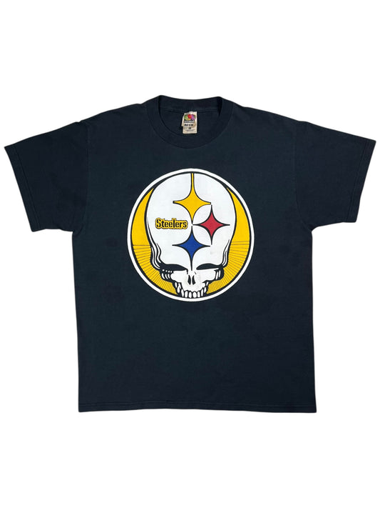 Vintage 90s Grateful Dead Pittsburgh Steelers Steal Your Face faded band tee (L)