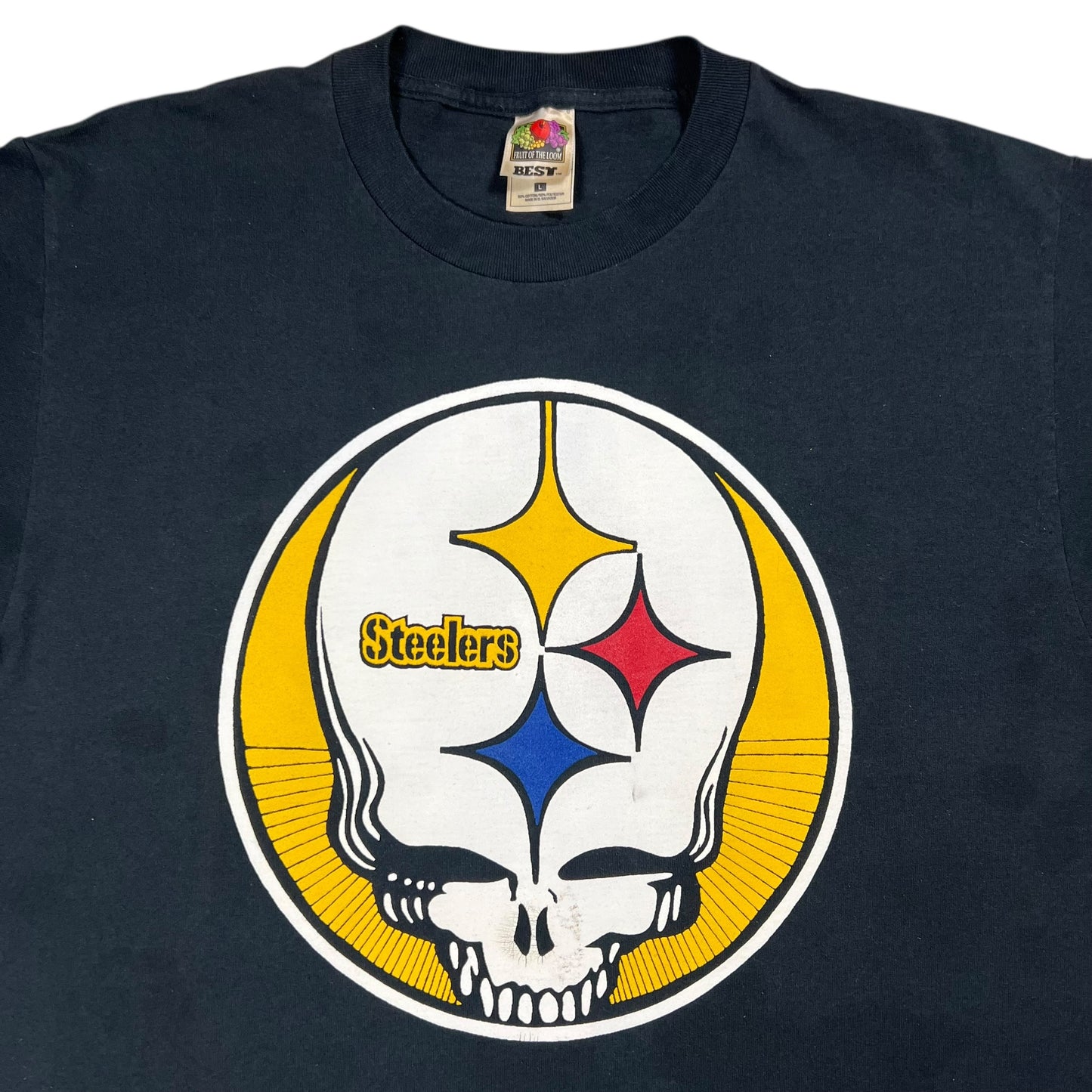 Vintage 90s Grateful Dead Pittsburgh Steelers Steal Your Face faded band tee (L)