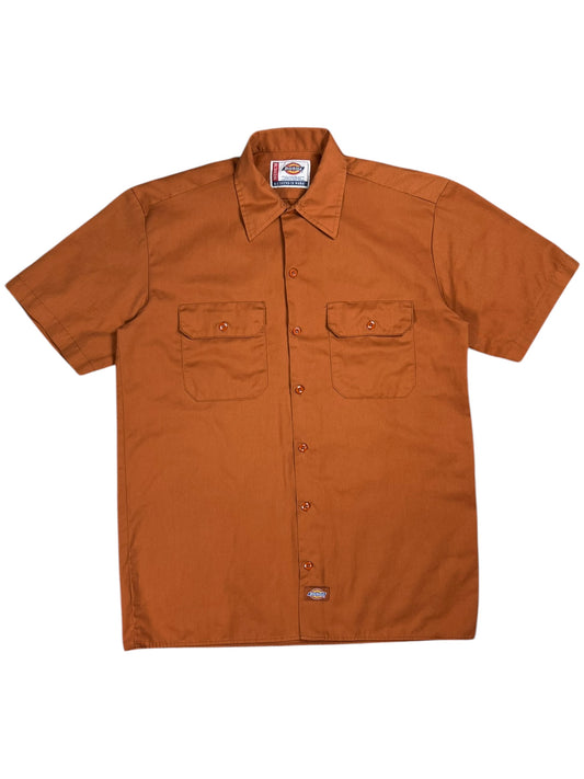 Vintage Y2K Dickies work wear burnt orange shop short sleeve button up shirt (M/L)