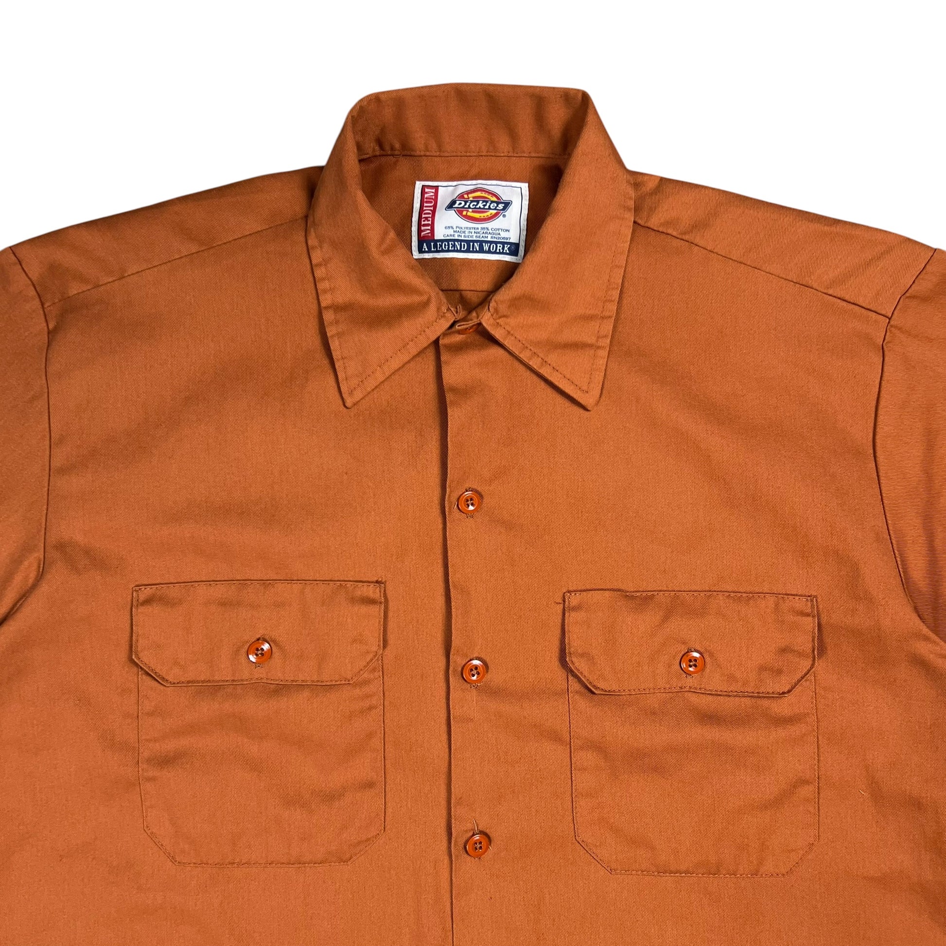 Vintage Y2K Dickies work wear burnt orange shop short sleeve button up –  The Retro Recovery