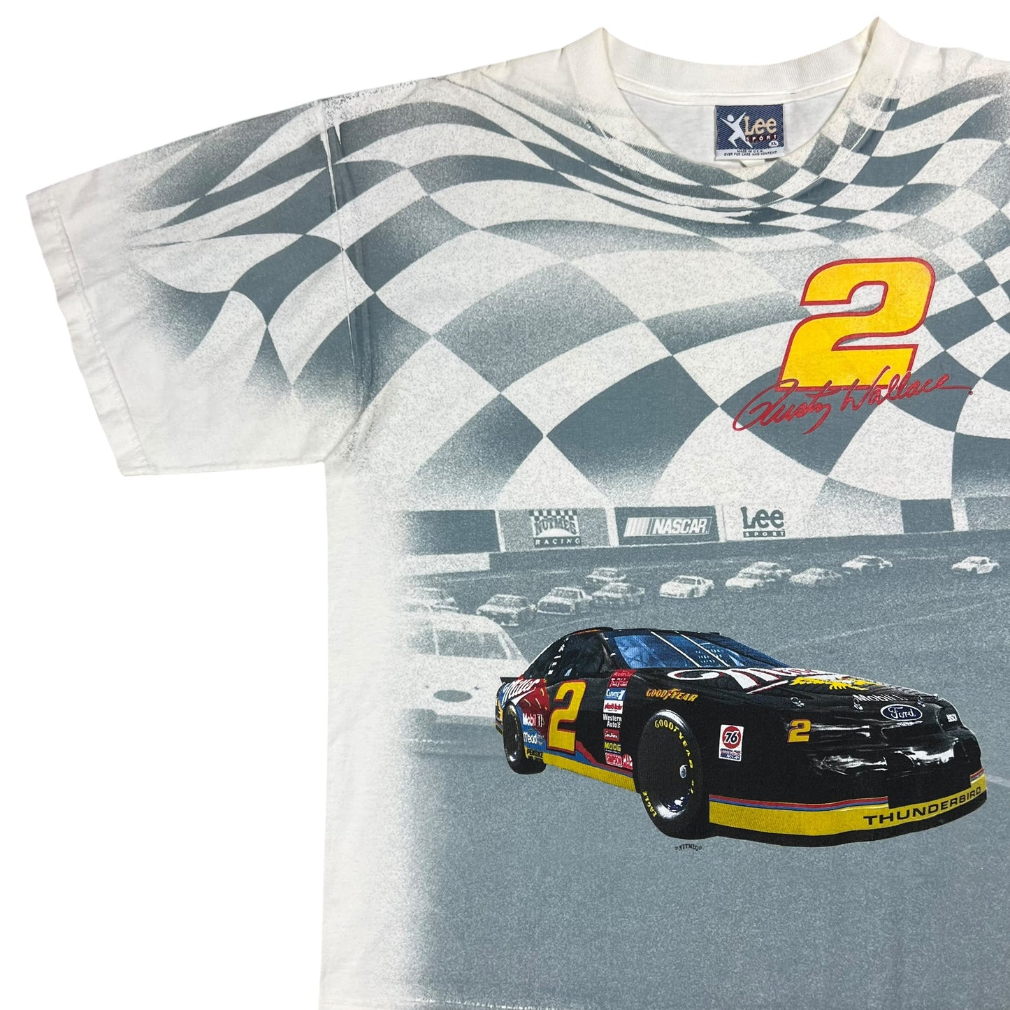 Vintage 90s Nutmeg NASCAR Rusty Wallace all over print racing tee (XL)