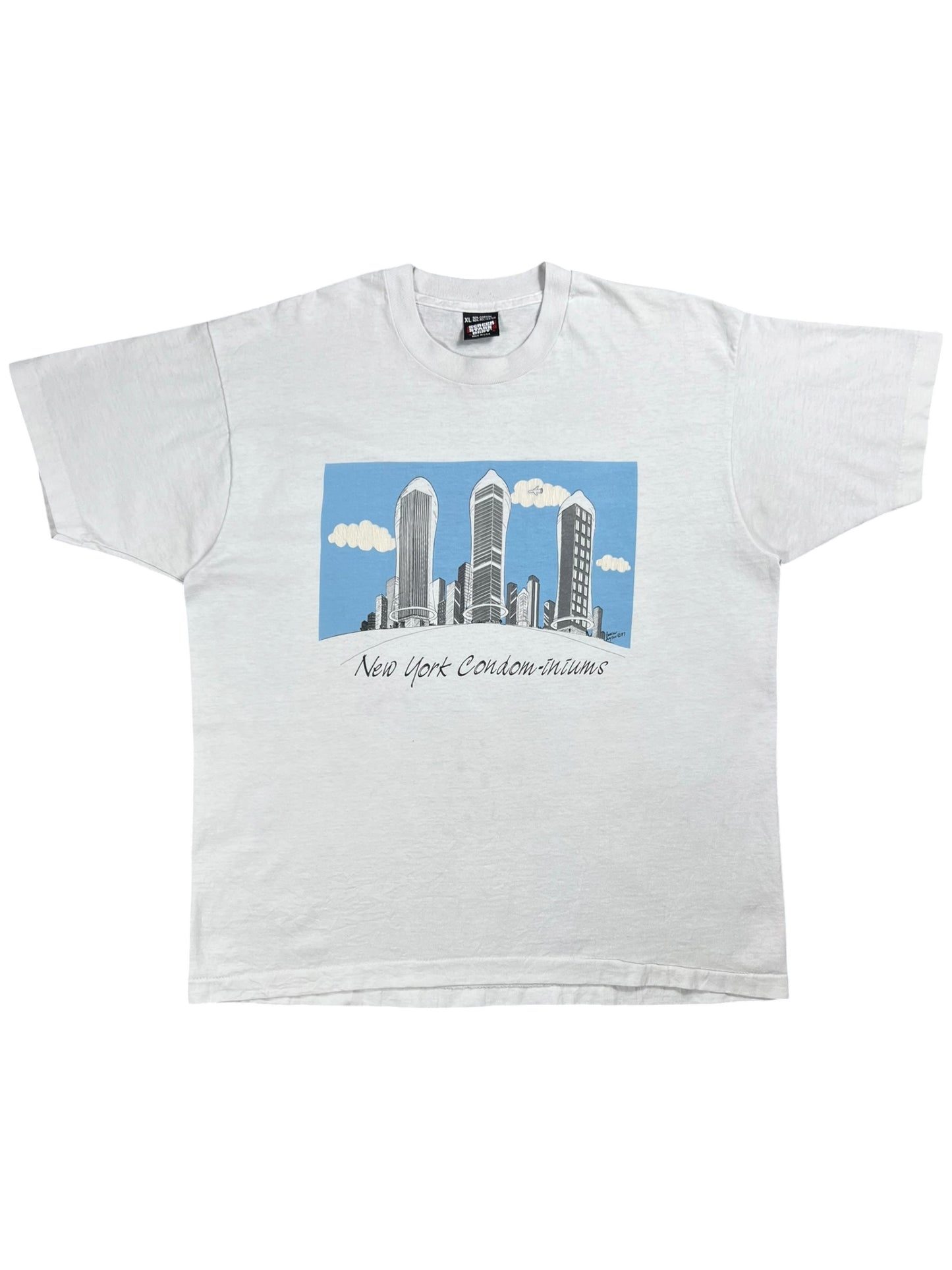 Vintage 1987 New York City Condom-iniums parody art tee (L)