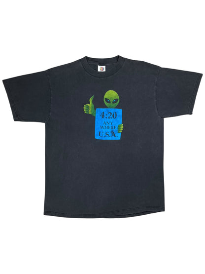 Vintage 90s 4:20 Alien Anywhere USA faded pot tee (XL)