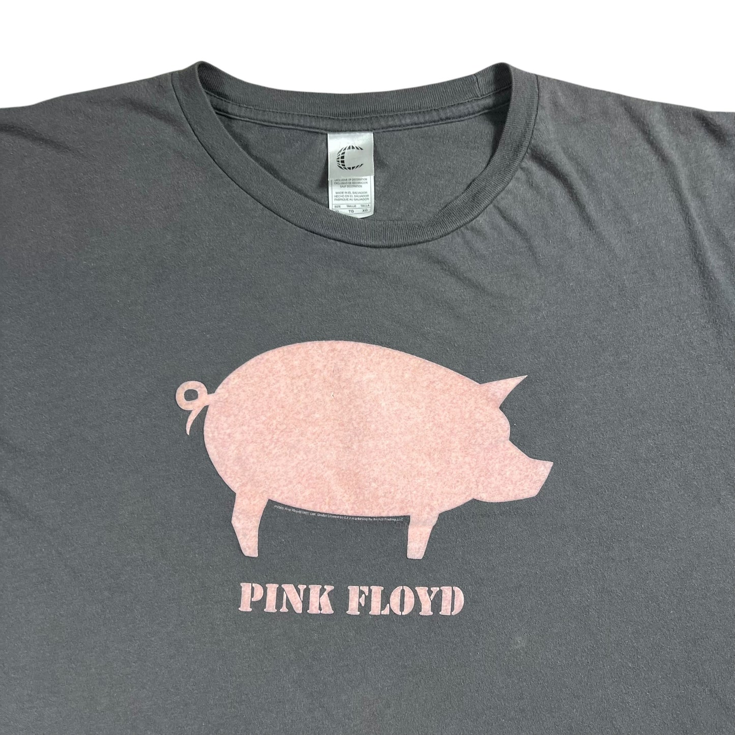 Vintage 2005 Pink Floyd Flocked Pig faded band tee (XL)
