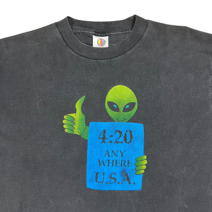 Vintage 90s 4:20 Alien Anywhere USA faded pot tee (XL)