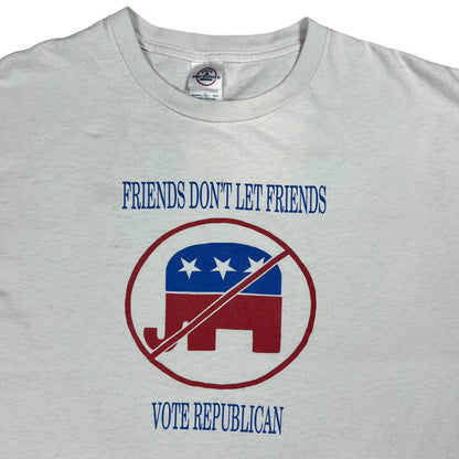 Vintage Y2K FRIENDS DON’T LET FRIENDS VOTE REPUBLICAN tee (L)