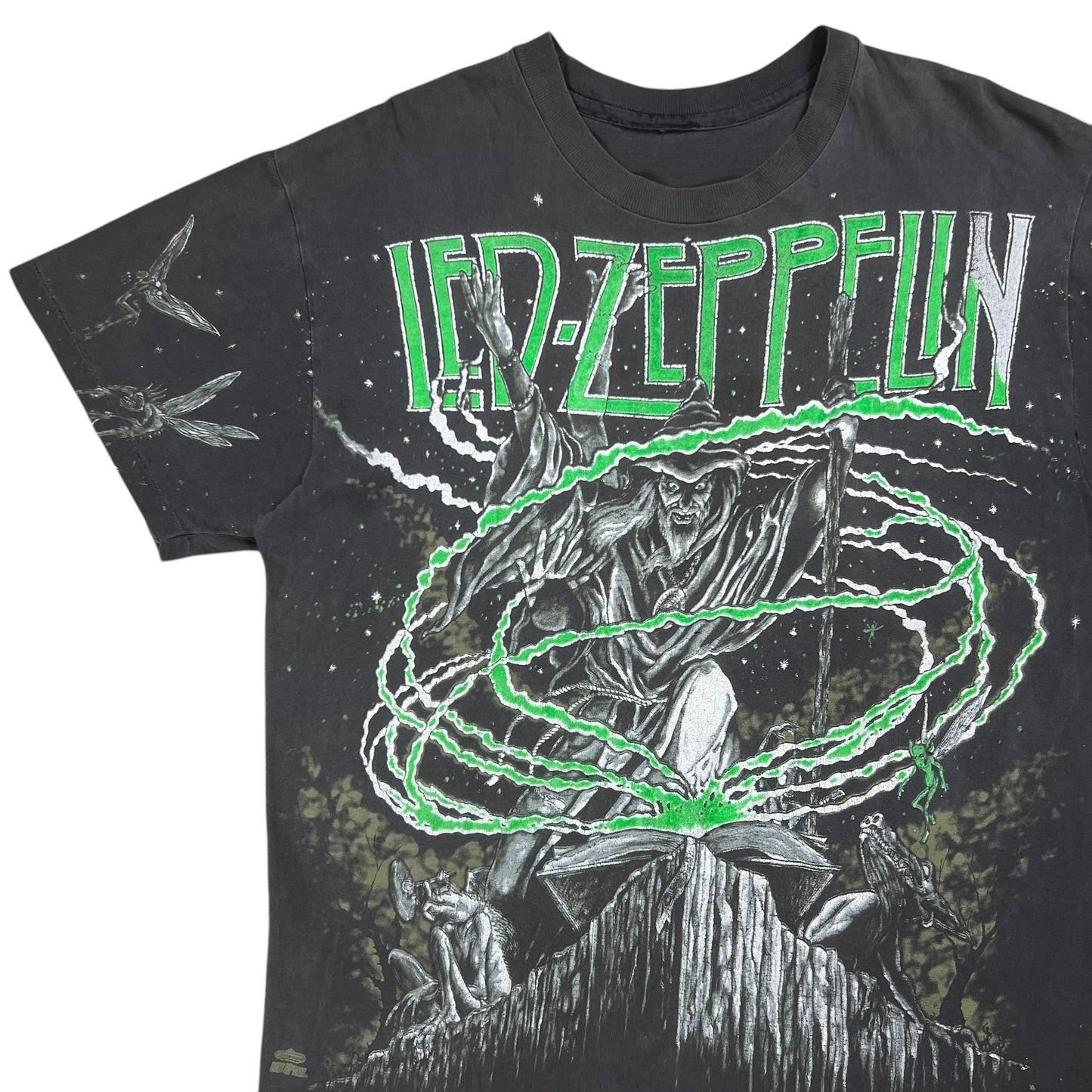 Vintage 1991 Winterland Led Zeppelin Wizard all over print band tee (L)