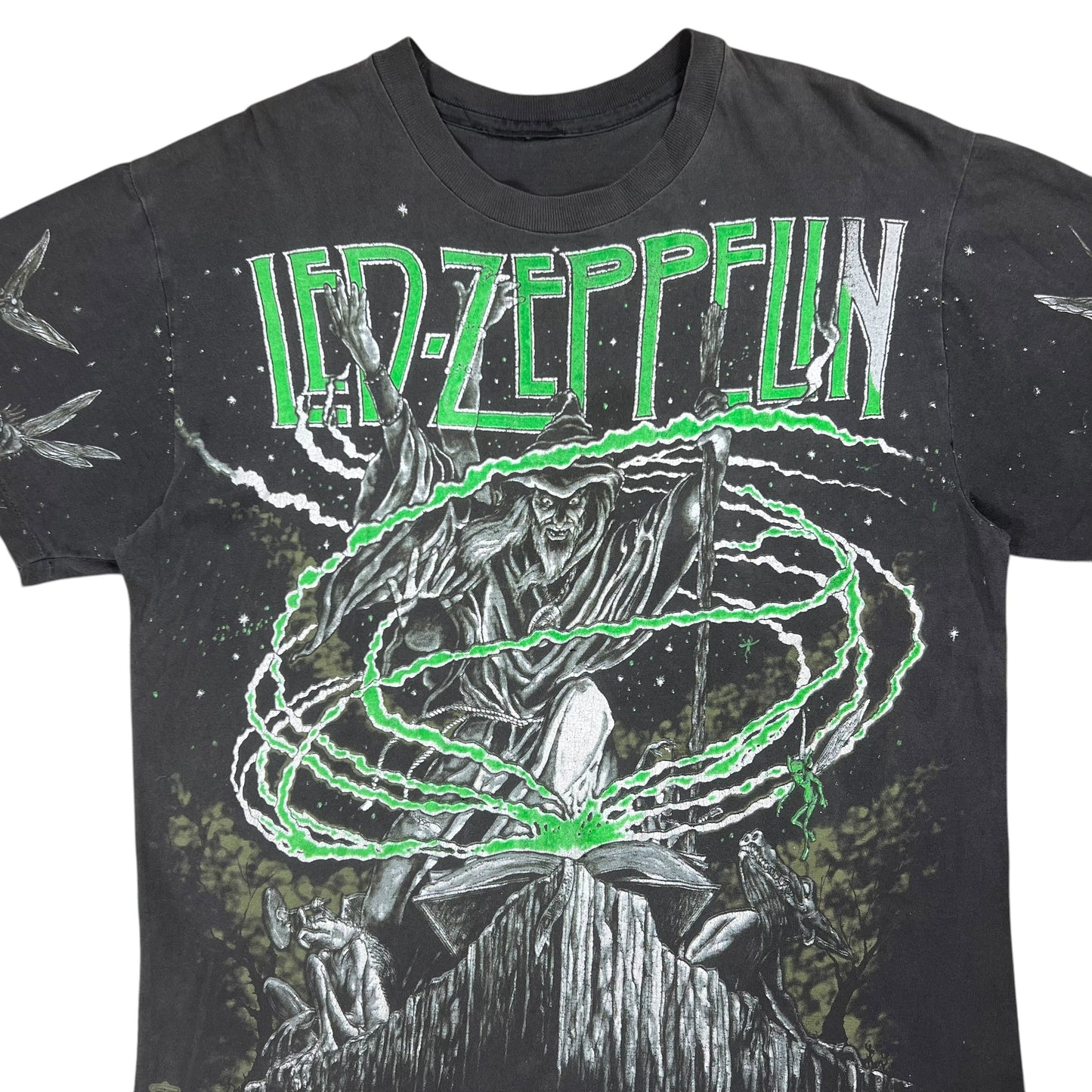Vintage 1991 Winterland Led Zeppelin Wizard all over print band tee (L)