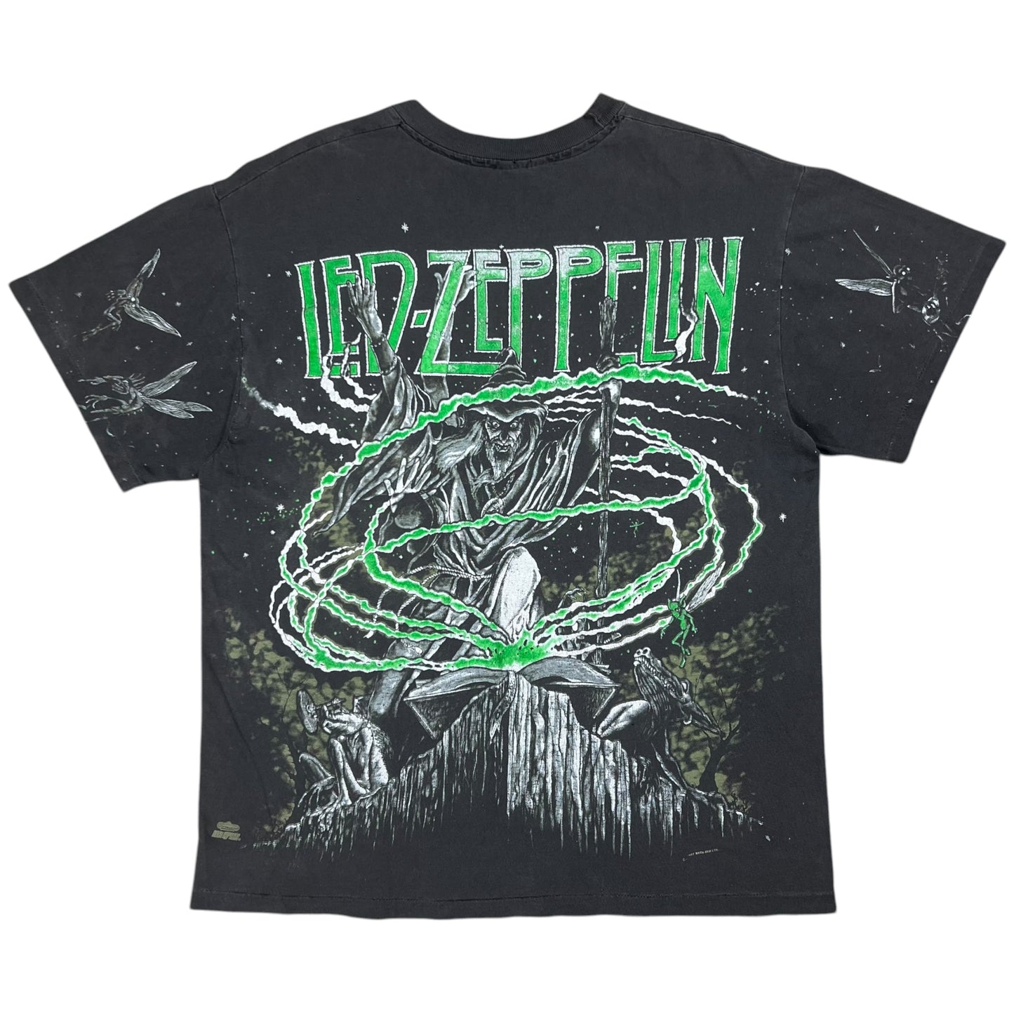 Vintage 1991 Winterland Led Zeppelin Wizard all over print band tee (L)