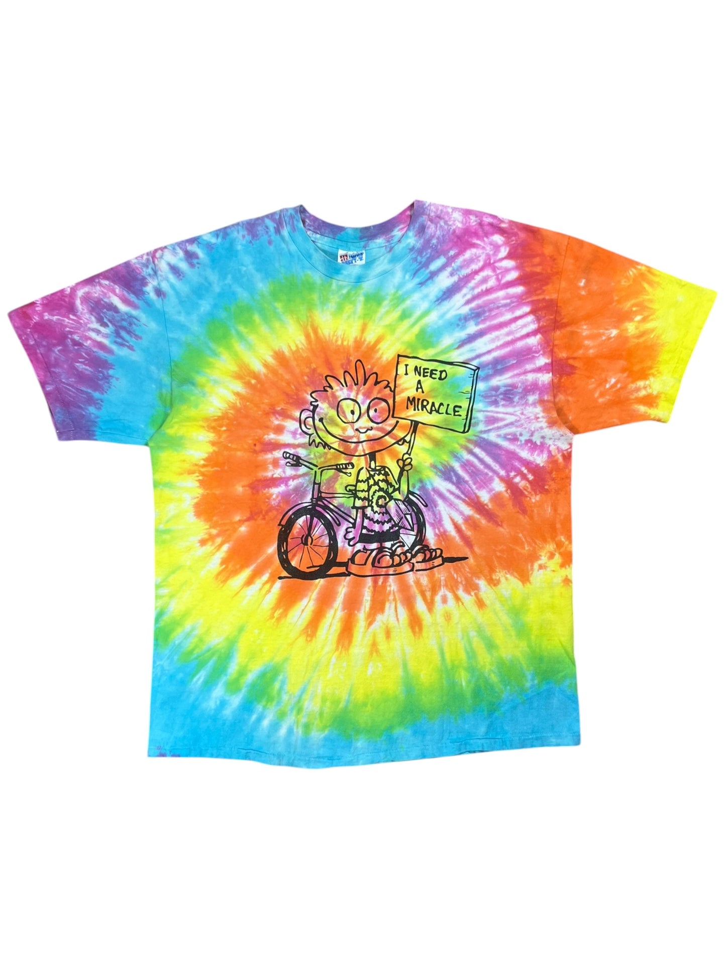 Vintage 90s Hanes Grateful Dead I Need A Miracle tie dye lot band tee (XL)