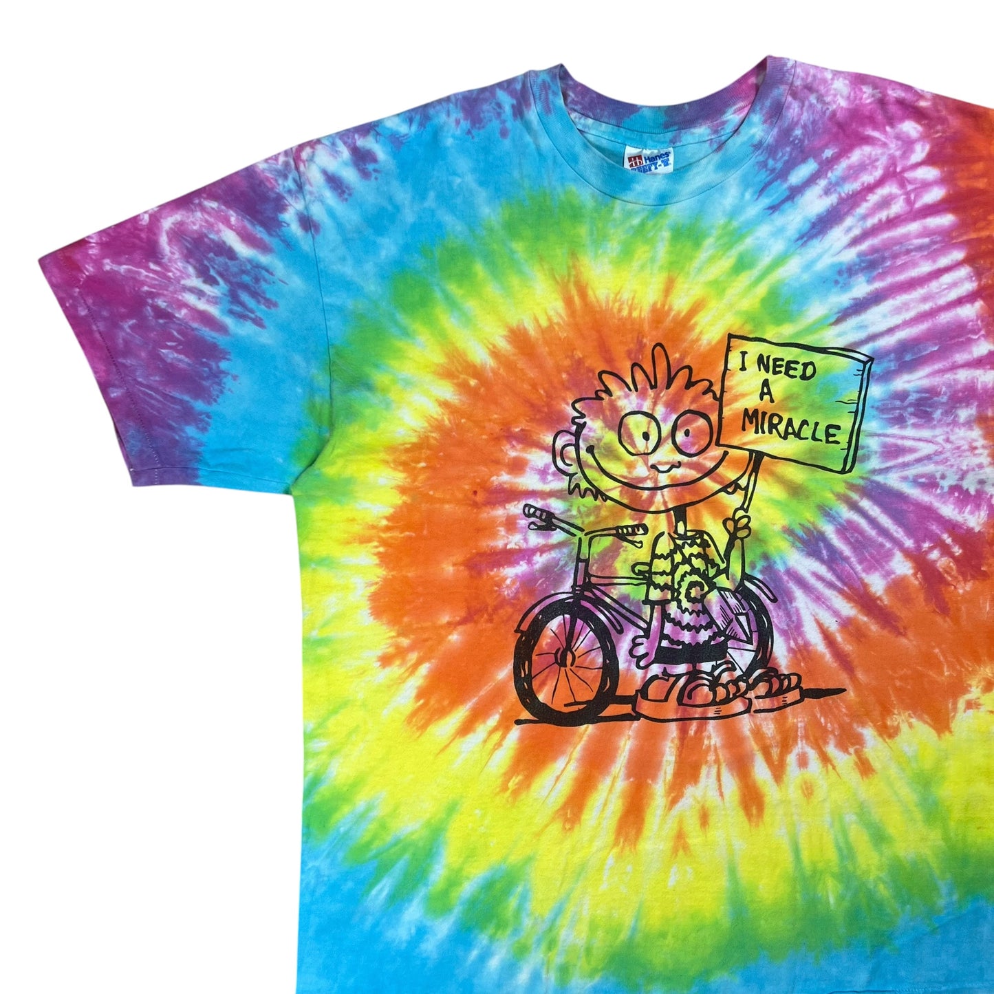 Vintage 90s Hanes Grateful Dead I Need A Miracle tie dye lot band tee (XL)