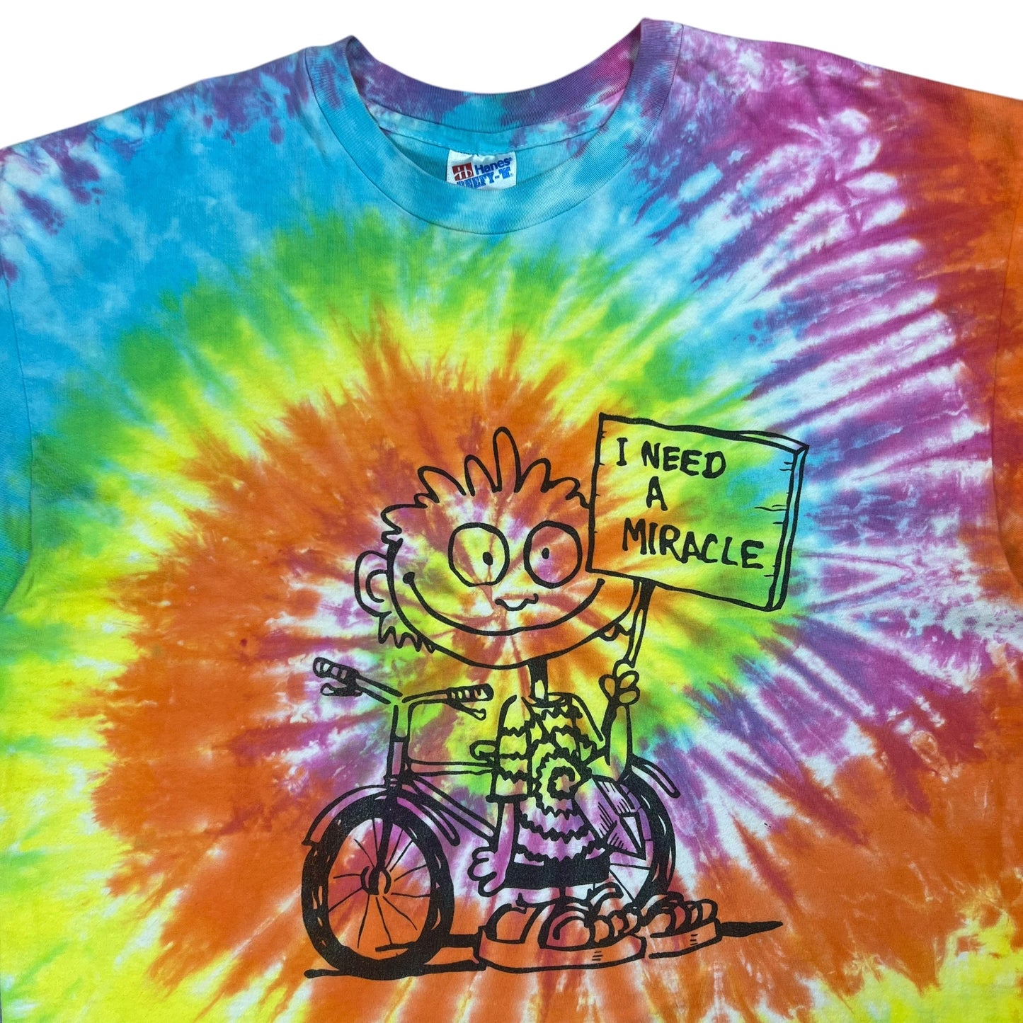 Vintage 90s Hanes Grateful Dead I Need A Miracle tie dye lot band tee (XL)