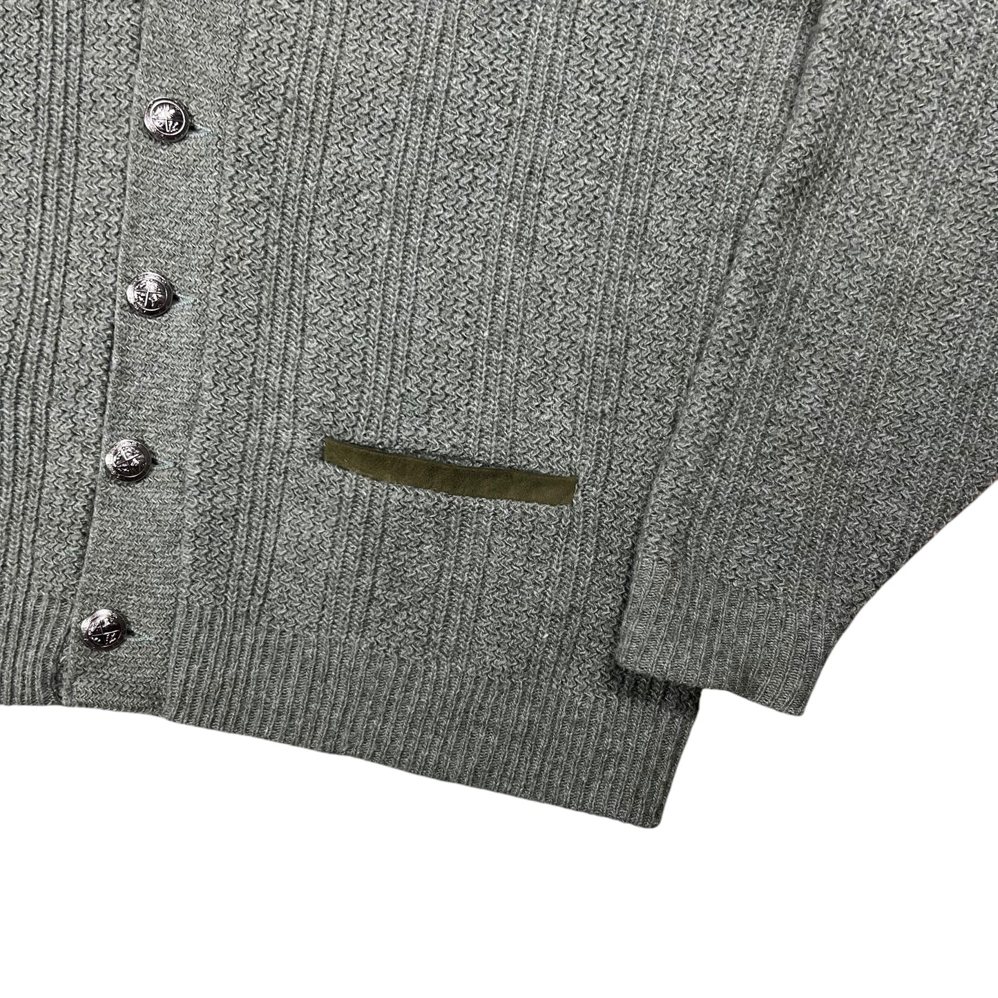 Vintage 1960s Puritan Fuzzy Wool Blend Cardigan Green Cobain Style Sweater (L)
