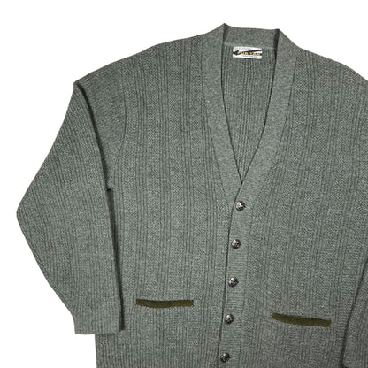 Vintage 1960s Puritan Fuzzy Wool Blend Cardigan Green Cobain Style Sweater (L)