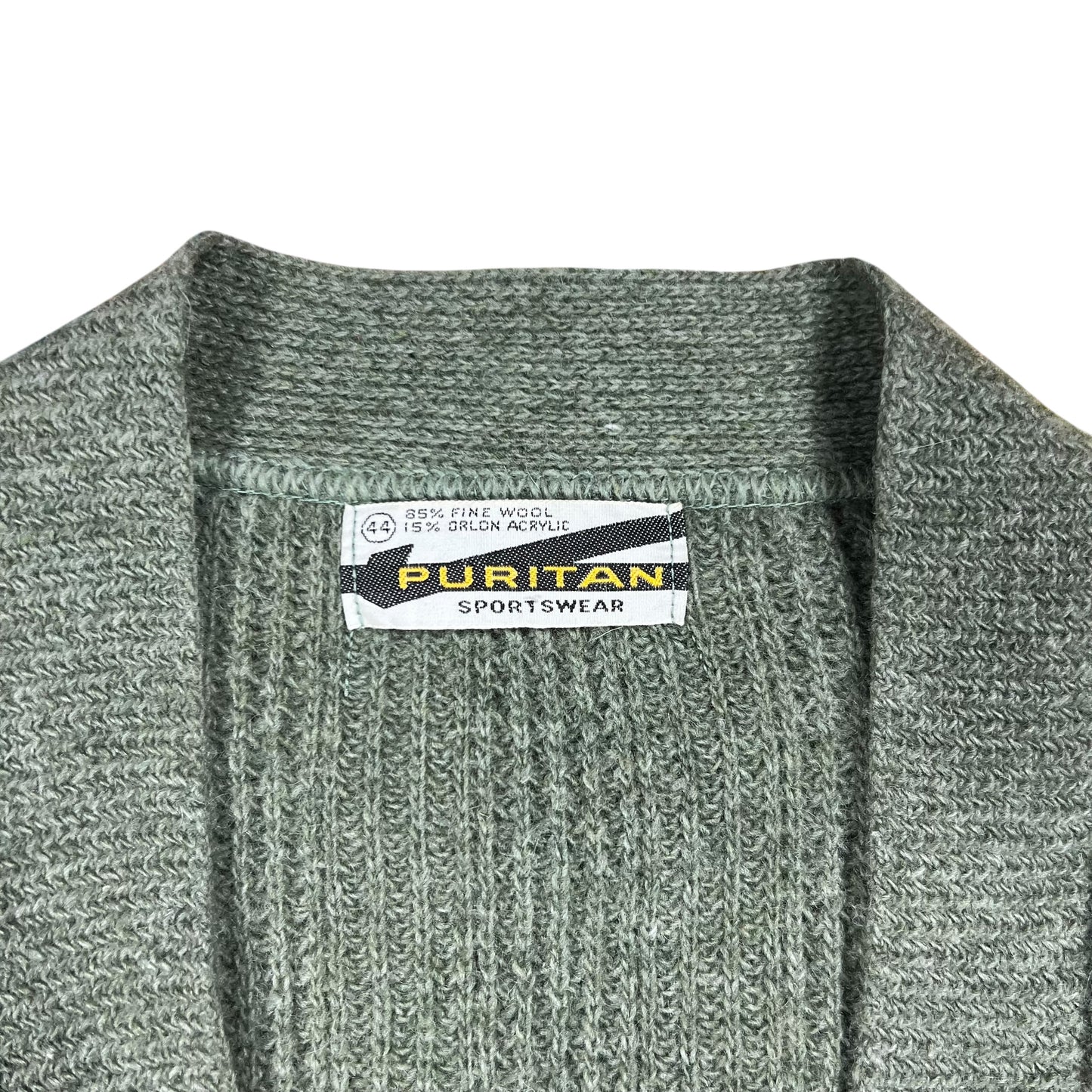 Vintage 1960s Puritan Fuzzy Wool Blend Cardigan Green Cobain Style Sweater (L)