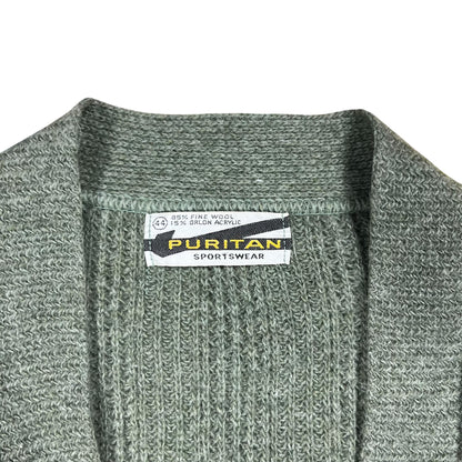 Vintage 1960s Puritan Fuzzy Wool Blend Cardigan Green Cobain Style Sweater (L)