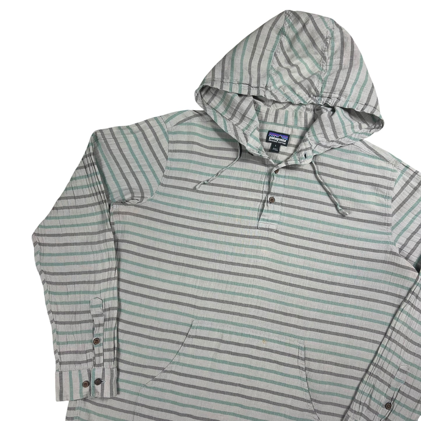 2017 Patagonia Steersman striped organic cotton hoodie shirt (L)