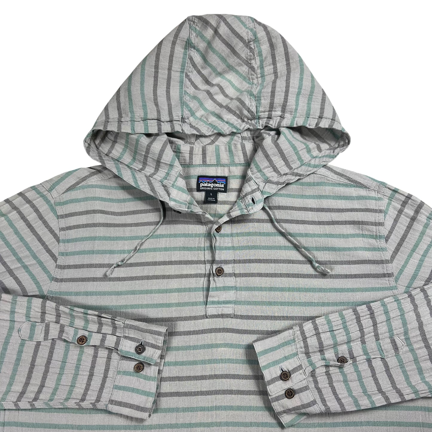 2017 Patagonia Steersman striped organic cotton hoodie shirt (L)