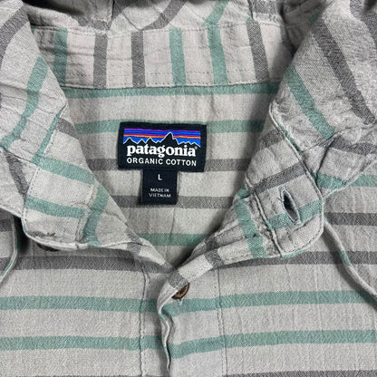 2017 Patagonia Steersman striped organic cotton hoodie shirt (L)