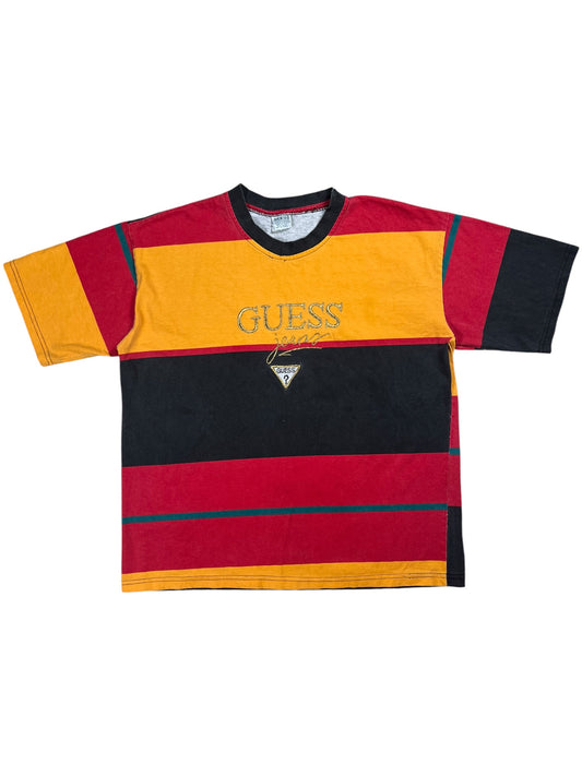 Vintage 90s Guess jeans striped faded stripey tee (L)