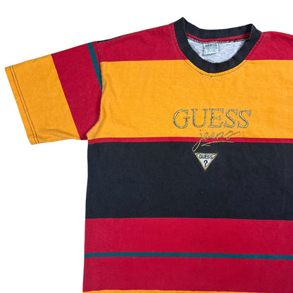 Vintage 90s Guess jeans striped faded stripey tee (L)